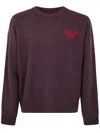 Emporio Armani Asv New York Capsule Collection Virgin-wool Jumper With Jacquard Writing In Burgundy