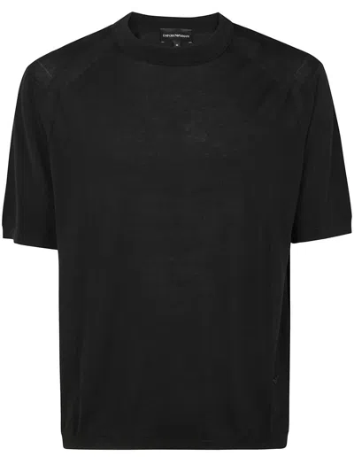 Emporio Armani Short Sleeves Pullover In Black