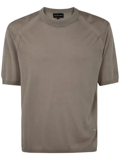 Emporio Armani Men's Lyocell Pullover Sweater In Brown