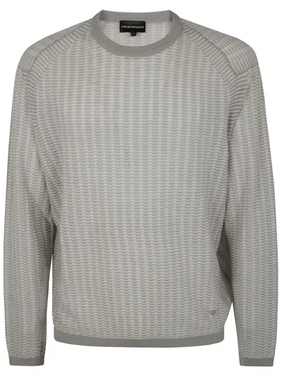 Emporio Armani Men's Lyocell Pullover Sweater In Drizzle / Off White