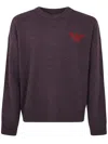 Emporio Armani Asv New York Capsule Collection Virgin-wool Jumper With Jacquard Writing In Red