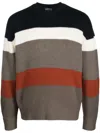 Emporio Armani Intarsia-knit Striped-pattern Jumper In Fantasy Blue