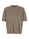 Emporio Armani Brown Crewneck T-shirt With Logo Embroidery Detail In Roasted Cashmere