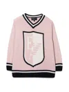 Emporio Armani Pullover V-neck Coat Of Arms Ea In Nude