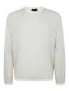 Emporio Armani Textured Wave Pattern Crewneck Sweater In White