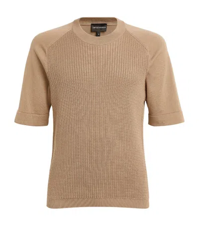 Emporio Armani Punch-stitch Sweater In Brown