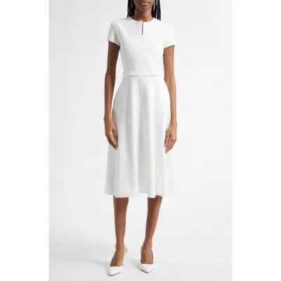 Emporio Armani Punto Milano Fit & Flare Midi Dress In Warm White