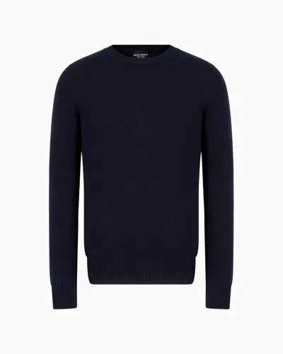 Emporio Armani Pure Cashmere Crew-neck Jumper In Navy Blue