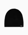 Emporio Armani Pure Cashmere, Ribbed Beanie In Black
