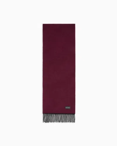 Emporio Armani Pure Cashmere Scarf In Burgundy