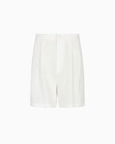 Emporio Armani Pure Linen Bermuda Shorts With Pleats