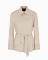 Emporio Armani Pure Linen Shirt Jacket With Panel In Beige