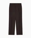 Emporio Armani Linen Trousers With Pleated Front And Side Pockets In Brown