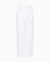 Emporio Armani Pure Linen Trousers With An Elasticated Waist In White