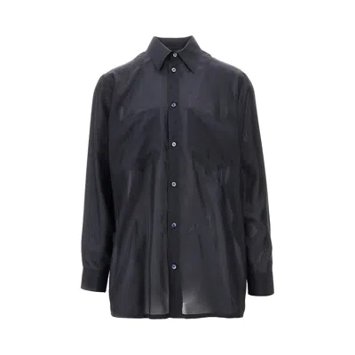 Emporio Armani Pure Silk Maxi Shirt In Blue