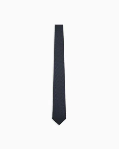 Emporio Armani Pure Silk Micro-textured Tie In Black