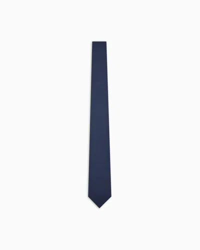 Emporio Armani Pure Silk Micro-textured Tie In Blue
