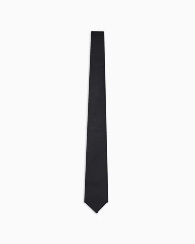 Emporio Armani Pure Silk Micro-textured Tie In Black