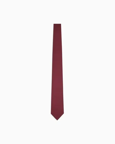 Emporio Armani Pure Silk Micro-textured Tie In Red
