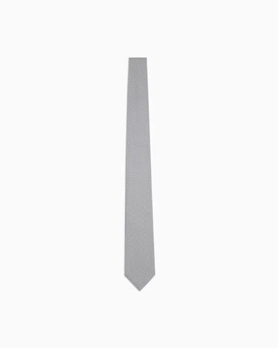 Emporio Armani Pure Silk Micro-textured Tie In Grey