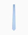 Emporio Armani Pure Silk Micro-textured Tie In Light Blue