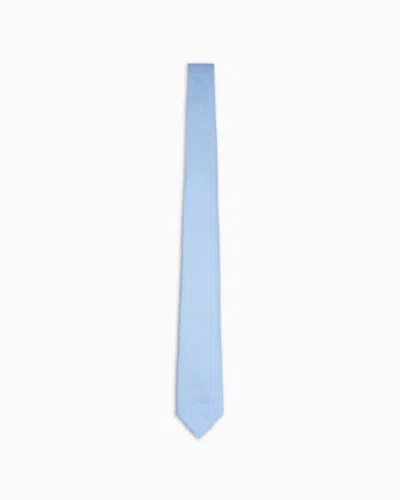 Emporio Armani Pure Silk Micro-textured Tie In Light Blue