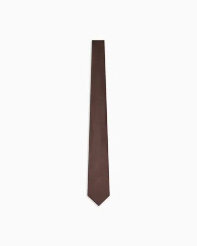 Emporio Armani Pure Silk Tie In Brown