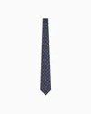 Emporio Armani Pure Silk Tie With Diamond Jacquard Micro-pattern In Blue