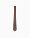 Emporio Armani Pure Silk Tie With Diamond Jacquard Micro-pattern In Brown