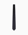Emporio Armani Pure Silk Tie With Jacquard Majolica Micro-pattern In Black