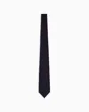 Emporio Armani Pure Silk Tie With Jacquard Micro-pattern In Blue