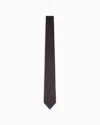 Emporio Armani Pure Silk Tie With Jacquard Majolica Micro-pattern In Brown