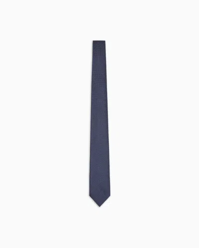 Emporio Armani Pure Silk Tie With Jacquard Micro-check Pattern