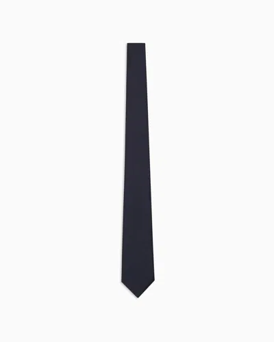 Emporio Armani Pure Silk Tie In Navy Blue