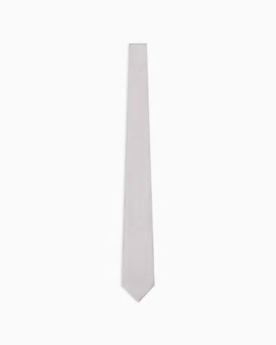 Emporio Armani Pure Silk Tie In Silver