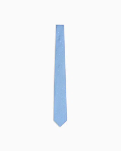 Emporio Armani Pure Silk Tie With Jacquard Micro-pattern In Multi