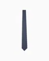 Emporio Armani Pure Silk Tie With Jacquard Micro-pattern In Blue