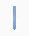 Emporio Armani Pure Silk Tie With Jacquard Micro-pattern In Blue
