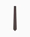 Emporio Armani Pure Silk Tie With Jacquard Micro-pattern In Brown