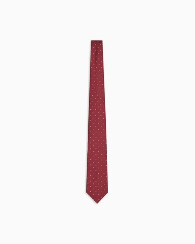 Emporio Armani Pure Silk Tie With Jacquard Micro-pattern In Multi