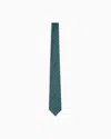 Emporio Armani Pure Silk Tie With Jacquard Micro-pattern In Green