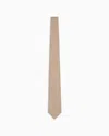 Emporio Armani Pure Silk Tie With Jacquard Pattern In Beige