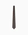 Emporio Armani Pure Silk Tie With Mixed Jacquard Pattern In Brown
