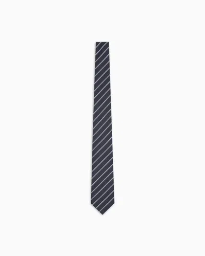 Emporio Armani Pure Silk Tie With Two-tone Jacquard Stripes In Multi