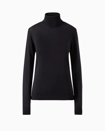 Emporio Armani Pure Virgin-wool Rollneck In Navy_blue