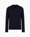 Emporio Armani V-neck Jumper In Virgin Wool In Navy Blue