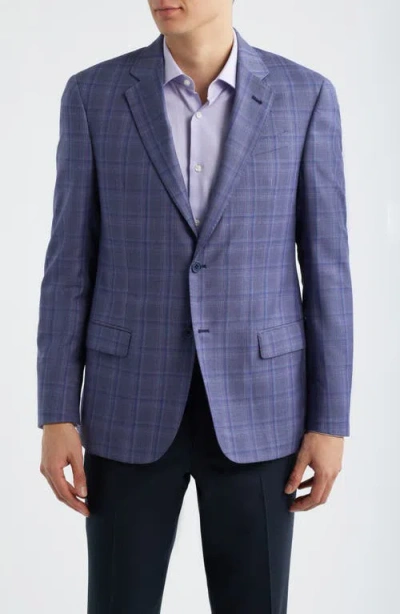 Emporio Armani Purple & Grey Check Virgin Wool Sport Coat In Blue