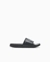 Emporio Armani Pvc Slides With Oversized, Embossed Eagle In Black