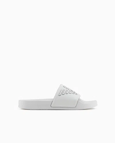 Emporio Armani Pvc Slides With Oversized, Embossed Eagle In Two-tone