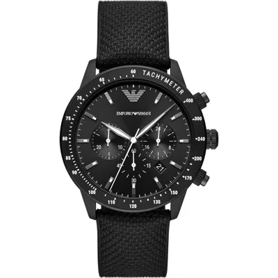 Emporio Armani Quartz Chronograph Nylon Strap Watch, 43mm In Black